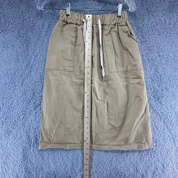 OAK + FORT Women's Khaki Skirt Elastic Waist Draw String Pockets - Size 0 - Picture 3 of 12